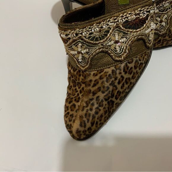 Cydney Mandel Handmade Leopard Mules Sz 7 EUC - Picture 5 of 9